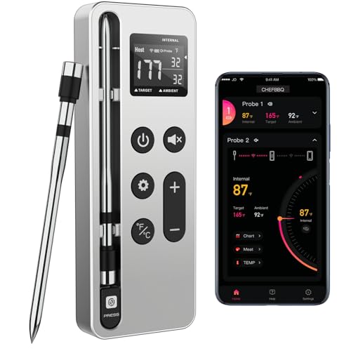 Image of Wireless Meat Thermometer Digital - 800FT Stable Bluetooth Food Thermometer for Cooking, NIST 0.5F Accuracy, Wireless Meat Probe for Kitchen Grill BBQ Oven Smoker