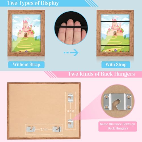 Image of [2-Pack] Kids Art Frames, 8.5x11 Front Opening Kids Artwork Frames Changeable, Dark Woodgrain Artwork Display Storage Frame for Wall, Holds 50 Pcs, for 3D Picture, Crafts, Children Drawing, Hanging