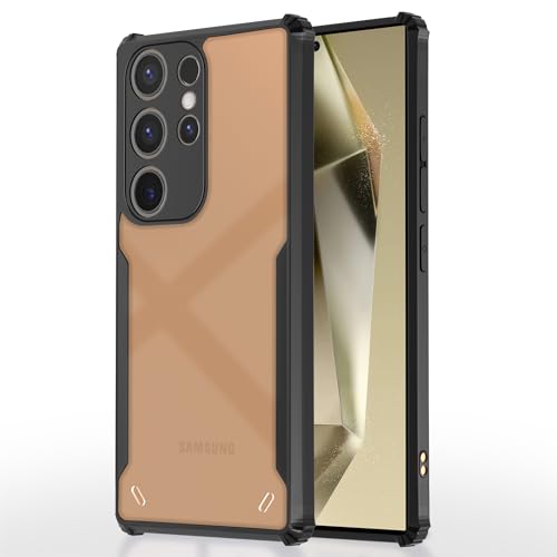 Image of Pikkme Samsung Galaxy S24 Ultra 5G Back Cover | Crystal Clear Transparent Back | Ultra Hyrbid | Full Camera Protection | Raised Edge | Bumper Back Case (Black)
