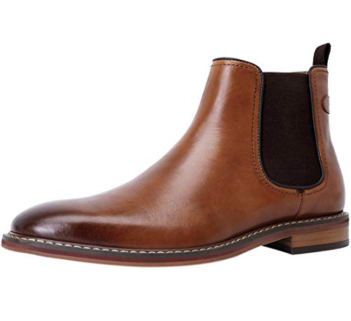 Classiques Chelsea Bottines Hommes en Cuir Slip on Confort Cheville Travail Bottes de Ville Marron 43 EU Cover
