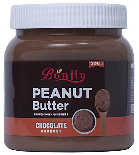 Bonfly Peanut Butter Chocolate Crunchy (Chocolate)| Made With 100% Roasted Peanuts | Vegan |(500 Gm)(Pack Of 01).