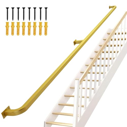 Rambarde d'escalier moderne dorée en fer forgé avec support mural de sécurité - 2