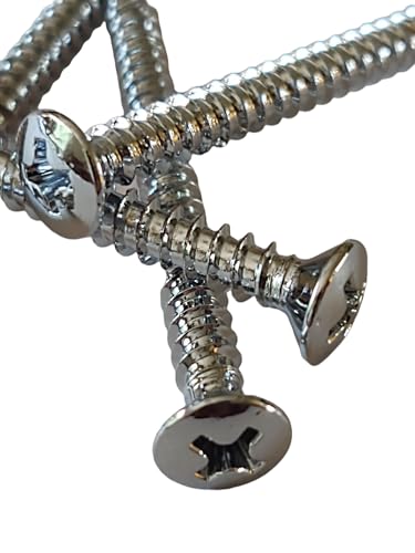 4 Pack Chrome Guitar Neckplate Screws Long 1-3/4 inch X #8