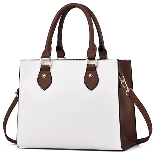 Image of CHICAROUSAL Crossbody Purses and Handbags for Women PU Leather Tote Top Handle Satchel Shoulder Bags (White Coffee)