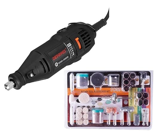 Hetkrishi Mini Die Grinder Rotary Tool Variable Speed | Drilling, Sanding, Buffing, Polishing, Engraving | Type Electric Compact 130W (105pc Accessories, Only Machine) (B0D7ZPC71M) Amazon Price History, Amazon Price Tracker