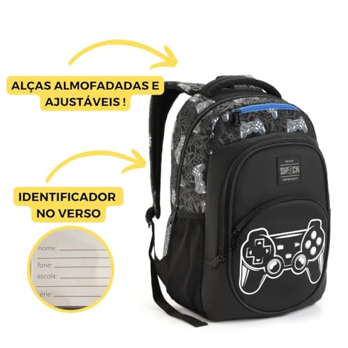 Mochila Costas Juvenil Masculino Game Futebol Espaçosa (CINZA)