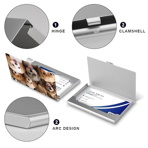 Slim Business Card Case for Men & Women, Pocket Metal Case, Cute Dogs Professional Aluminum Alloy Business Card Holders, Stylish Purse Name Cards Holder, Buckle Style Shut4