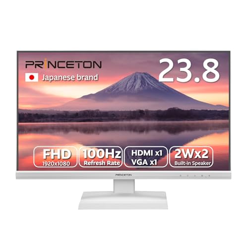 Princeton Monitor - 23.8 inch FHD (1980 x 1080) 100Hz ADS Panel HDMI x1 D-Sub x1 Build-in Speakers VESA Mount (100mm) White PTF-B241WUK-WH
