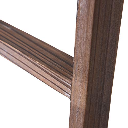 RHF 48" Blanket Ladder Rustic,Decorative Ladder Shelf,Leaning Shelf,Ladder for Bathroom, Ladder Shelf Stand, Rustic Farmhouse Wood Ladder,Ladder Shelves,Brown,No Assembly Required (4 Ft, Brown)