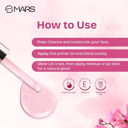 Image of MARS Hydra Glow Primer for Face Makeup (30ml) | Nourishes Skin with Hyaluronic Acid, Argan oil, Aloe vera Extract & Chamomile Water | Subtle Radiance | Dewy Base & Moisturization