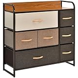 Giantex 7 Drawer Dresser Storage Tower with Foldable Fabric Drawers, Steel Frame & Wooden Top Vertical Organizer Unit for Closets, Nursery, Bedroom Utility Dresser Chest (31.5 x 11.5 x 31 inch)