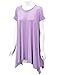 WT1110 Womens Short Sleeve Side Panel Loose Fit Tunic Top S Lilac