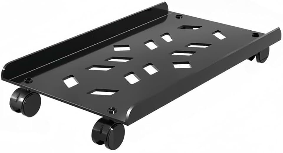 Suporte para CPU reforçado em aço inox com rodinhas, base móvel para gabinete, suporte de chão ajustável para computador e organizador de CPU para home office