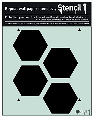 Stencil1 Hexagon Repeat Wallpaper Pattern - Wall Painting Stencils For Easy Room Makeover - Quality Large Stencil For Home Use Size 11" X 11" #TOP2