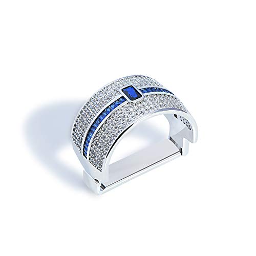 Mens Tie Ring Tie Clasp Necktie Clips Holder Bar Accessories for Necktie Gold Silver Tone (Silver Blue) by YYBONNIE - Used condition - US$9.42