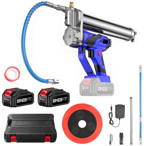 TaskStar Engrasadora Batería, [2025 Actualización Potente] Engrasadora Eléctrica de 21 V con Mangueras de 12000 PSI, Gatillo de Velocidad Variable, Pistolas de Engrase con 2X 4000mAh Baterías y Carga
