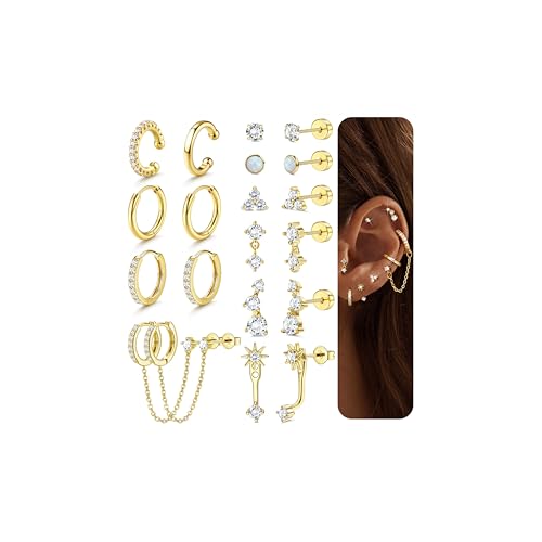 Boucles d'oreilles cartilage hypoallergéniques en acier avec fermeture dos plat confort