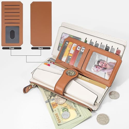 Travelambo Wallets Women RFID Large Capacity Luxury Waxed Leather Clutch Wallet Multi Card Organizer2