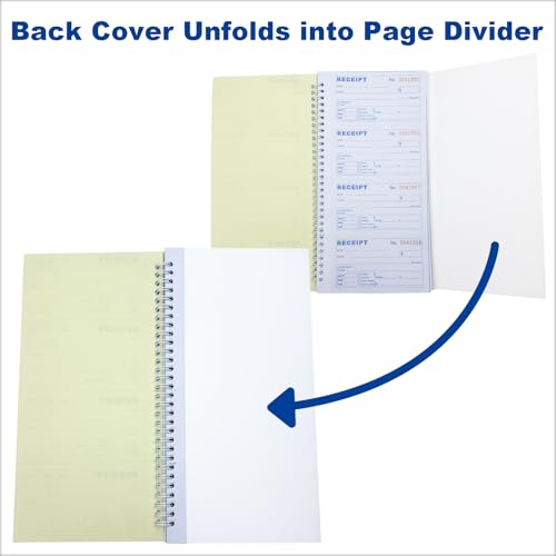 Money and Rent Receipt Book 3-Part Carbonless 5-1/2" x 11" Spiral Bound 100 Sets per Book 4 Receipts per Page, Receipt Book with Carbon Copies(1-Pack)