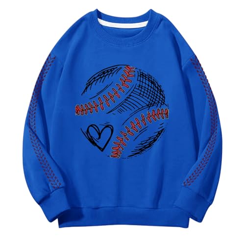 sfdgfhyf Kids Baseball Sweatshirt Long Sleeve Oversized Crewneck Cotton T Shirt Crewneck Baseball Graphic