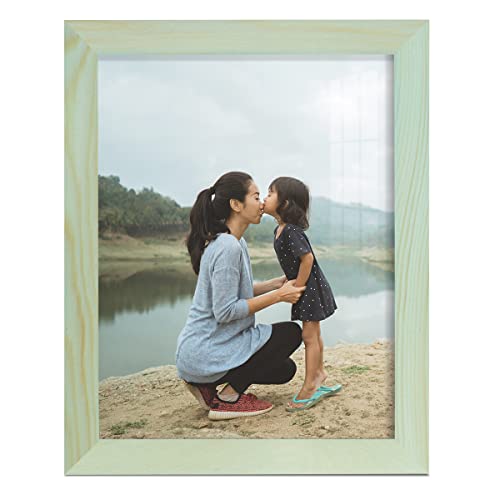 Renditions Gallery 8x10 inch Solid Wood Picture Frame, High Definition Glass and High-end Modern Style Cream Colored for Wall and Tabletop Photo Display, Seafoam Green Wood Grain Frame