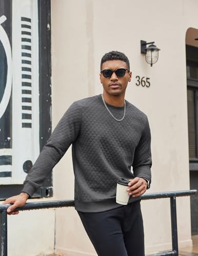 COOFANDY Men's Crewneck Sweatshirt Geometric Texture Casual Long Sleeve Sweatshirts Fashion Pullover Shirts3