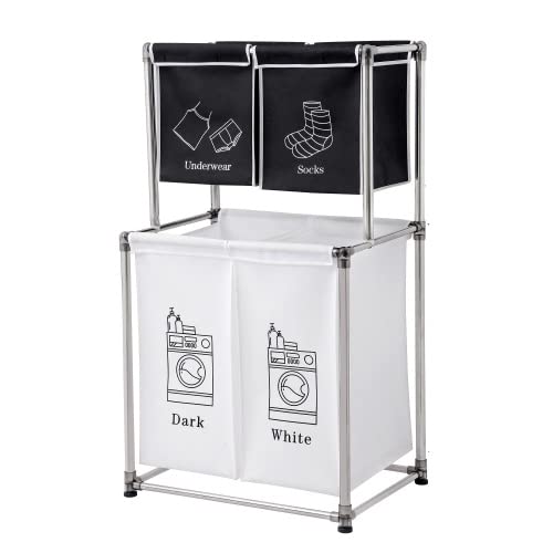 Stqcpj Laundry Sorter 4 Sections - Divided Dirty Clothes Laundry Hamper Vertical Laundry Sorter Organizer With 4 Removable Bags With Tags #TOP23