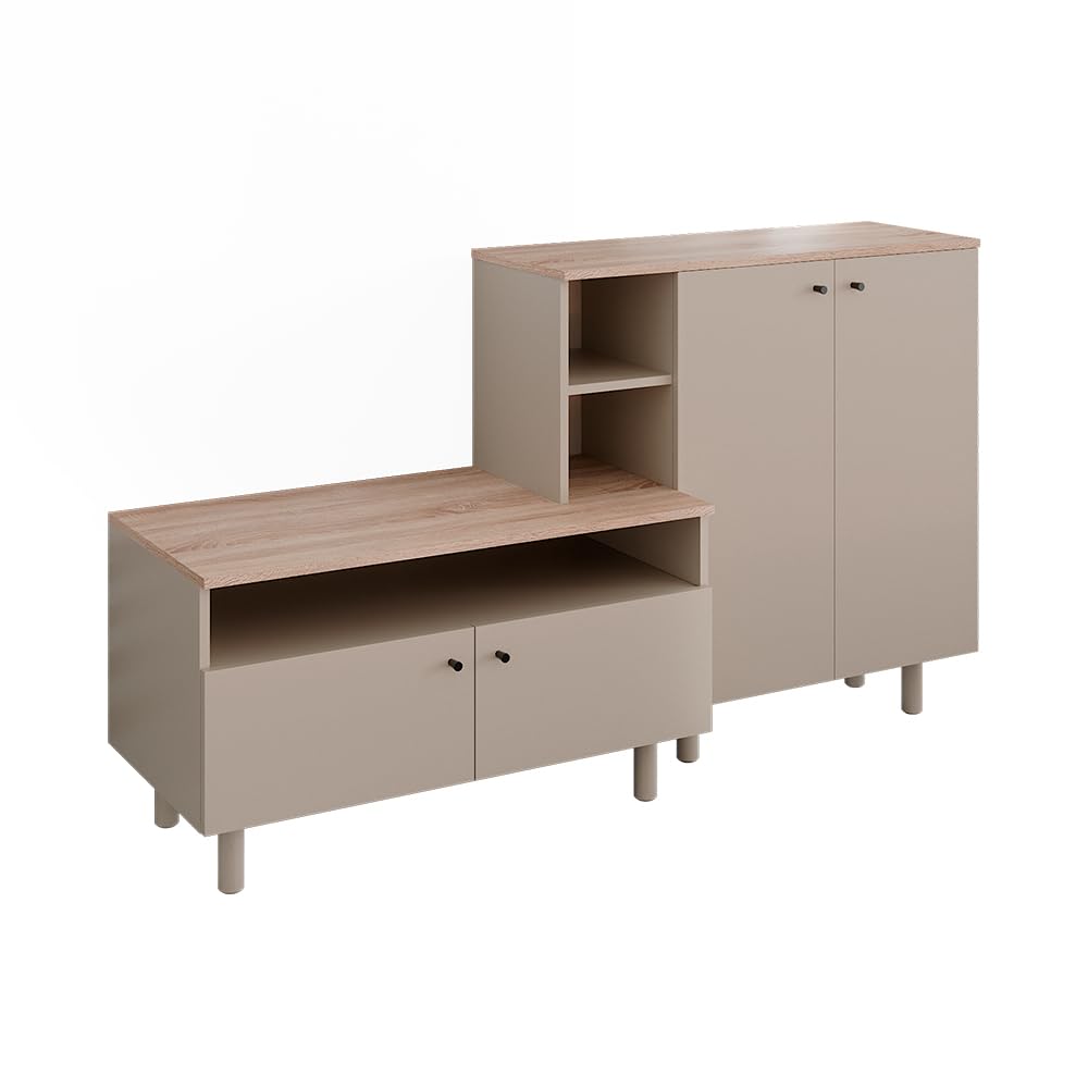Vicco Flurschrank Elano, Greige/Eiche, 140 x 80 cm