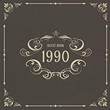 1990 guestbook: vintage birthday party guest book for family and friends to sign in and messaging best whishes | 100 pages | 8.25 x 8.25 inch