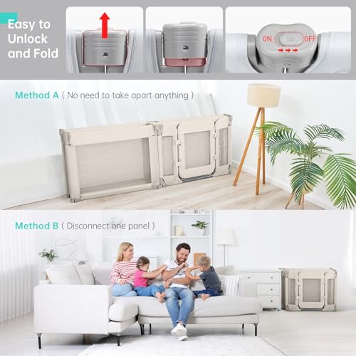 Baby Playpen with Door, Foldable Adjustable Play Pen for Babies and Toddlers,Heavy-Duty Play Yard Fence Play Area, Large Toddler Playpen,Khaki - Image 6