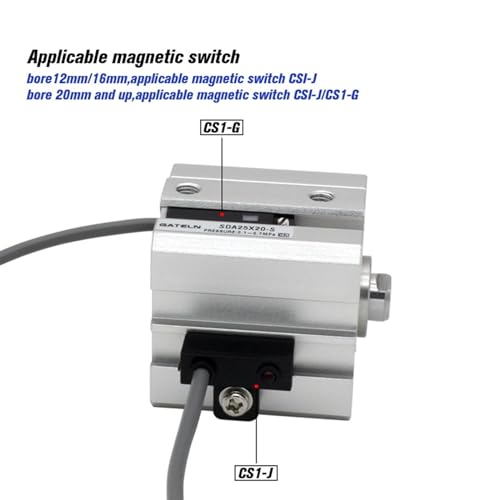 Cylindre pneumatique compact SDA 16mm course 35mm à double effet pour automatisme