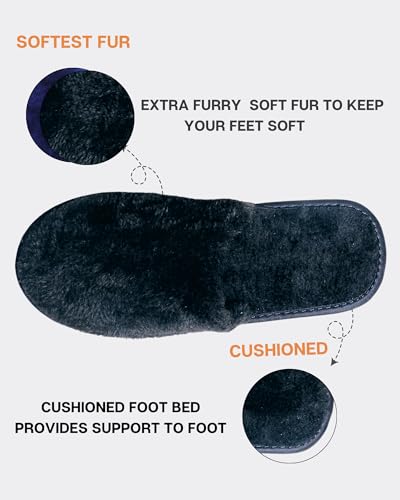 Image of Premium Fur Home Slippers For Women & Men For Winter Capet Slippers for Bedroom Indoor Carpet house slides