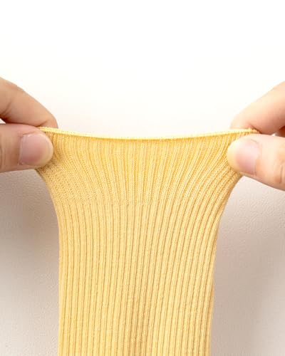 Image of 7 Pairs of Comfortable Cotton Cute Crew Solid Color Socks for Women, Long Socks Socks for Girls, Shoe Size 5-9