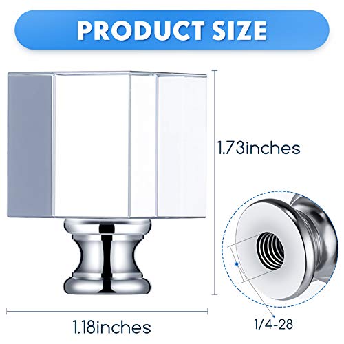 image for Honoson 2 Pieces Cube Crystal Lamp Finial Clear Square Lamp Finial Cap