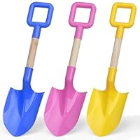 Beach Spades Sand Shovels Toys For Kids Adults, Safe Round Edge Beach Scoop Gardening Tools Kit Sandbox Wood ABS Gadget for Garden Sand Snow Backyard Summer 3 Pack 40 CM/ 16 Inch