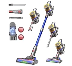 Cordless Vacuum Cleaner,Stick Vacuum 45KPA/450W/60min,Wall-mounted Charging/V-shaped Anti-Tangle,with Self-standing Functio…