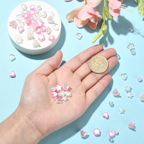 DanLingJewelry 420pcs Pink Acrylic Round Beads Kit - 12 Styles, 6~10mm x 6~11mm x 3~11mm, 1.4~2mm Hole, Jewellery Making - Image 3
