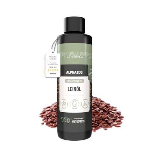 alphazoo Premium Leinöl für Hunde 250ml Kaltgepresstes Omega3 & Omega6 Hundefettöl zur Fellpflege & Verdauungsförderung