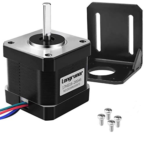 Nema 17 Moteur Pas à Pas, Longruner Bipolaire 2A 64oz.in (45Ncm)42x40mm Corps 4 Fils avec Câble de 1 m et Connecteur avec Support de Montage pour Imprimante 3D Hobby CNC LD08 Cover