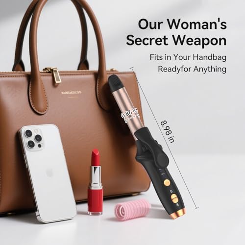 Image of Cordless Curling Iron Hair Curler: Mini USB Rechargeable 4000 mAh 3 Temp Setting Travel Portable 200 Million Negative Ion for Long Short Hair