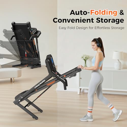 Image of Lastforever 3.5HP Folding Treadmill for Home, 350 lbs Capacity, Portable Treadmills with 3-Level 12% Manual Incline, Bluetooth Speaker, Shock Absorption, Quiet Motor