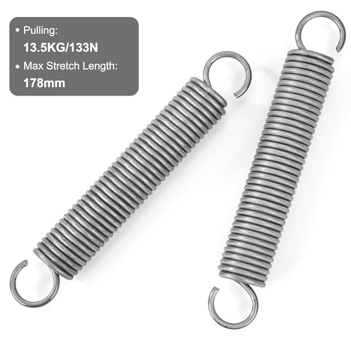 GUNGY Zugfedern mit Haken Edelstahl Zugfeder Spannfeder 125mm Außendurchmesser 20mm Drahtdurchmesser 2,5mm Maximale Zugkraft 13,5kg 2,5x20x125mm 2 Stück
