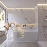 Schulte Badewanne Q1 mit Tür links 170x75 cm – Komplettset mit Front- & Seitenschürzen aus Acryl, inklusive Fußgestell, Ab- & Überlauf – Barrierearme Wanne mit Glastür – Made in Germany