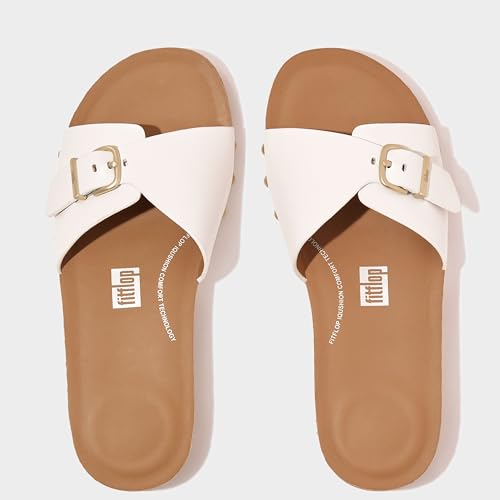FitFlop Women's Iqushion Adjustable Buckle Leather Slides Wedge Sandal2