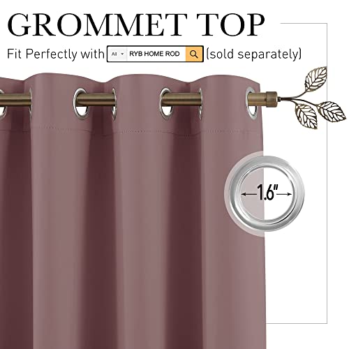 Image of RYB HOME Privacy Room Divider Curtains for Office Bedroom Separation Sound Proof Blanket for Doorway Patio Sliding Glass Door Large Window Curtains Insulating Blackout, W 120 x L 96, Wild Rose