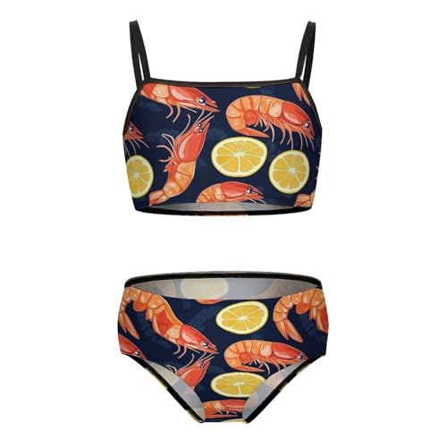 Lobster Print Girls Swimsuits Two Piece Bikini Sets Beach Sport Swimwear Bathing Suit