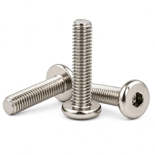 Image of By VP INDUSTRIES (Pcs-25) M5x30 mm Allen JCB Flat Head Screw Nickel Finish | Allen Key Furniture Bolt Fastener for Crib, Bunk Bed, Cot & Barrel Bolt Fittings