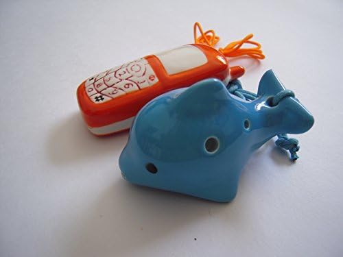 Super Deal! Dolphin/Orange Cell Phone 4 Holes Novelty Pendant Ceramic Ocarina - Great Gift, Dexterous, Easy to Carry and Learn. Linn's Arts!