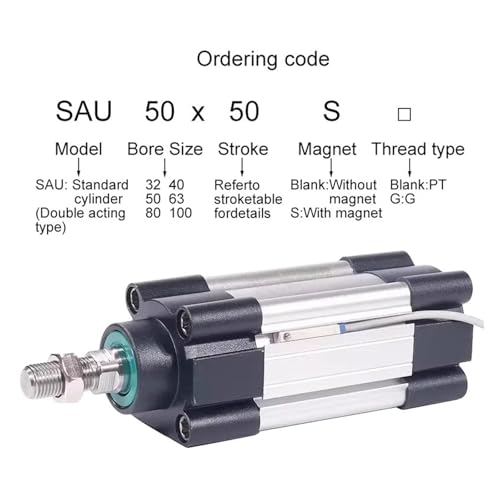 Vérin pneumatique standard double effet SAU32 alésage 32mm - 6