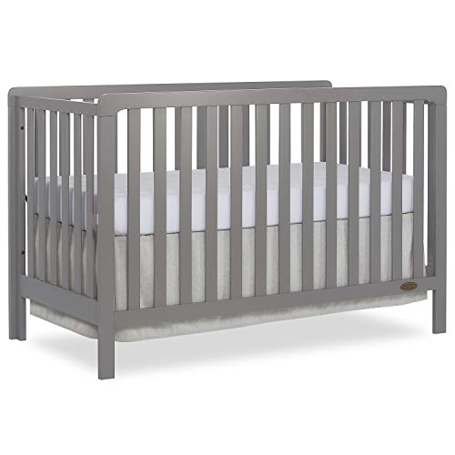 Image of Dream On Me Ridgefield 5-in-1 Convertible Full-Size Baby Crib in Steel Grey, GreenGuard Gold & JPMA, 4 Mattress Heights, Converts to Toddler, Day & Full-Size Bed, Solid Wood Design